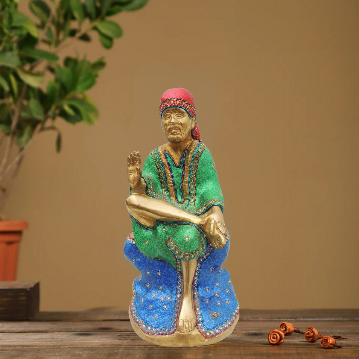 Brass Sai Baba Statue 7.676Kg - PUSHMYCART
