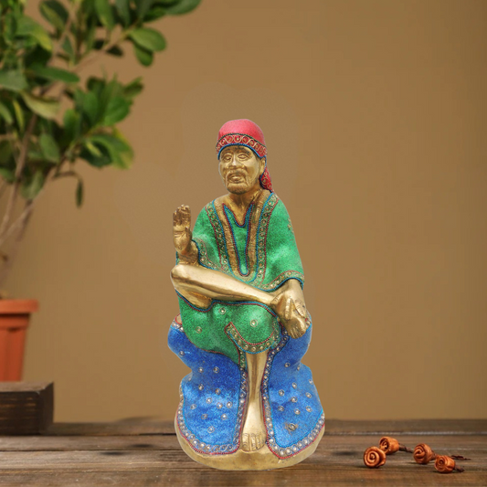 Brass Sai Baba Statue 7.676Kg - PUSHMYCART