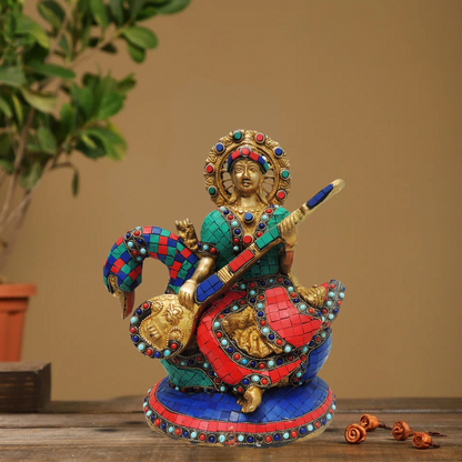 Brass Sharaswati Statue 7.016Kg - PUSHMYCART