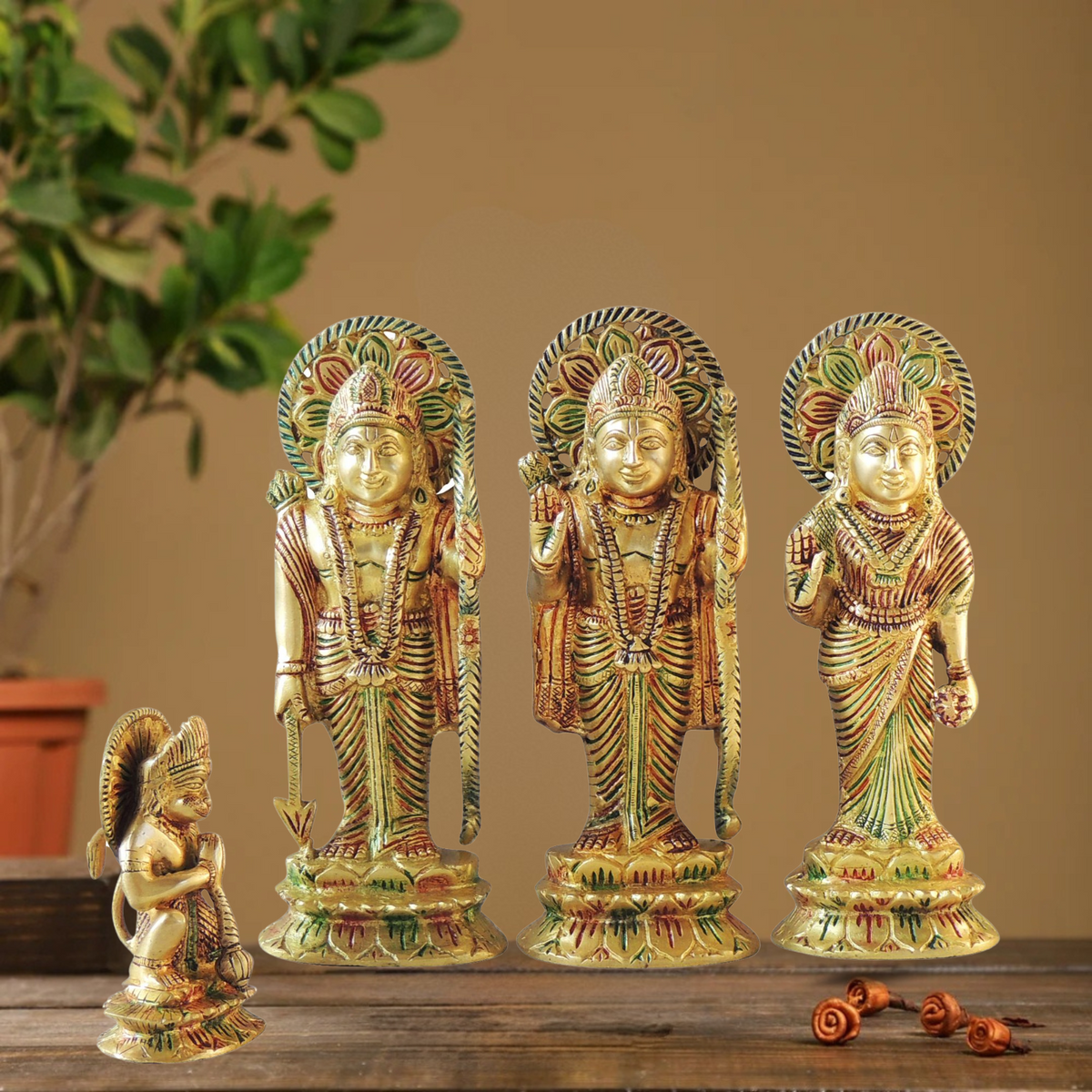 Brass Ram Darbar God Idol Statue 1.5Kg - PUSHMYCART