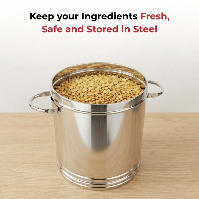 Vinod Stainless Steel Heavy Gauge Ration Dabba 30 Litre (No 18) with Lid and Side Handle, Highest Grade Steel, Mirror Finish & Rust Free - view 4