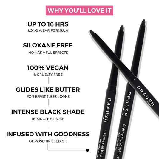 Praush Creme Gel Kajal Liner- Intense Black