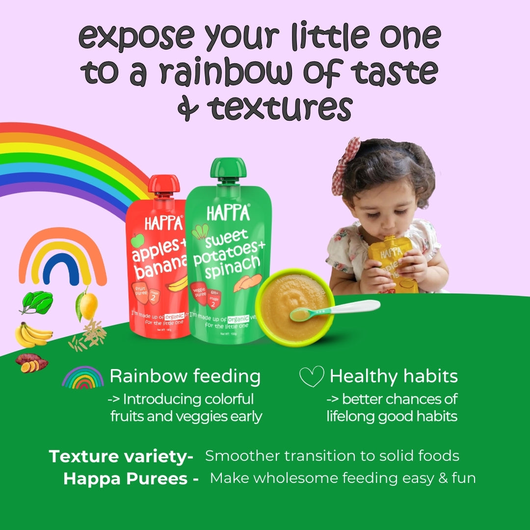 Happa Organic Baby Food Sweet Potato and Spinach Puree Pack of 3 (100g Each)
