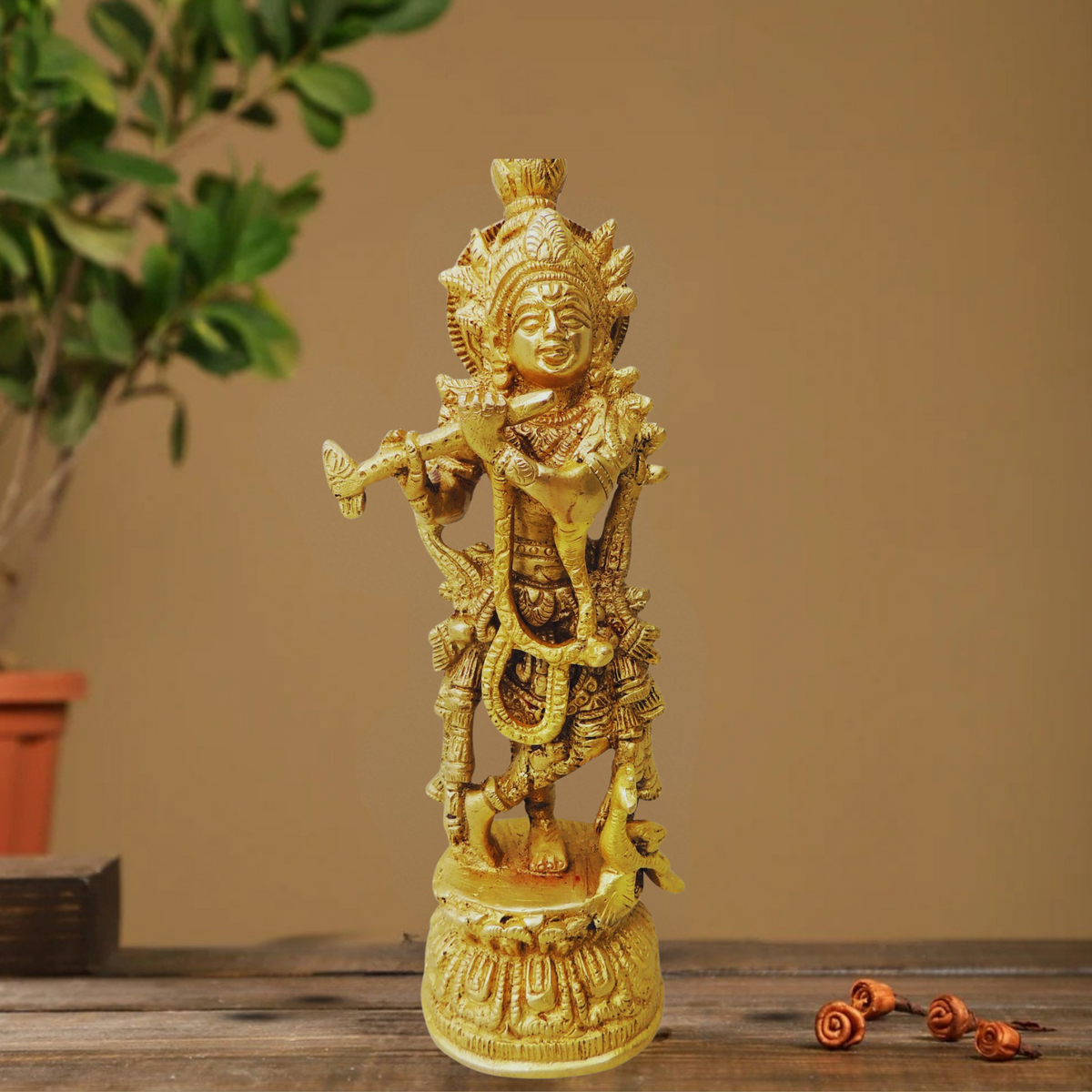 Brass Krishna Normal Statue 1.165Kg - PUSHMYCART