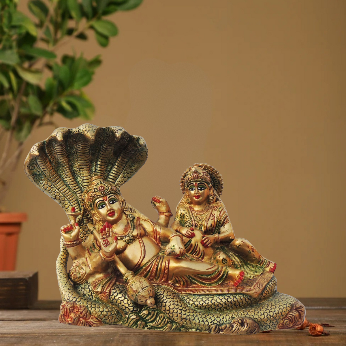 Brass Vishnu Laxmi With Shesnag Statue 8.3Kg - PUSHMYCART