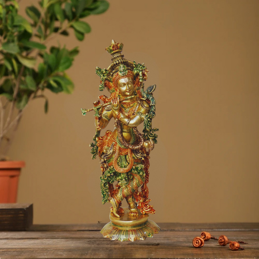 Brass Krishna Statue 14.2Kg - PUSHMYCART
