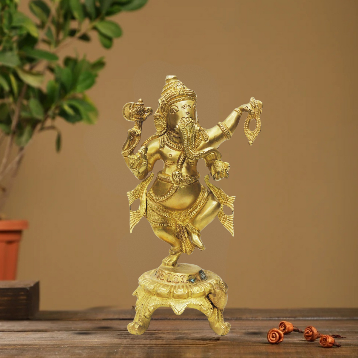 Brass Dancing Ganesh Sf 1.612Kg - PUSHMYCART