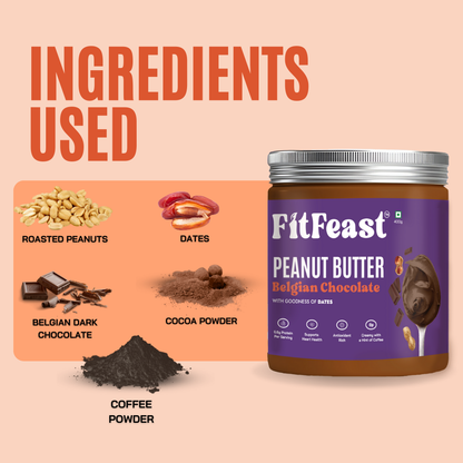 Fitfeast Belgian Chocolate Peanut Butter 400g | As Seen on Shark Tank