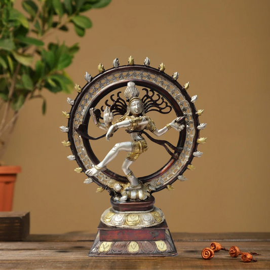 Brass Nataraja Statue With Tri Color Finish 4.3Kg - PUSHMYCART