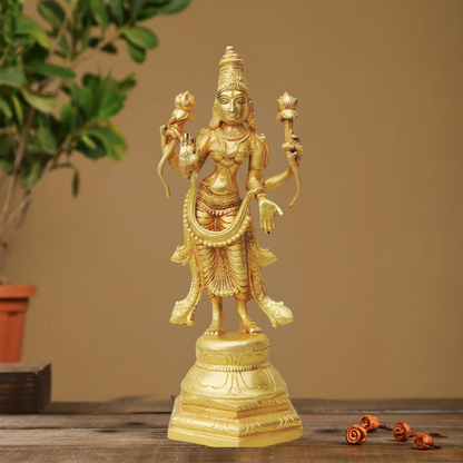Brass Laxmin Standing Statue 2.385Kg - PUSHMYCART