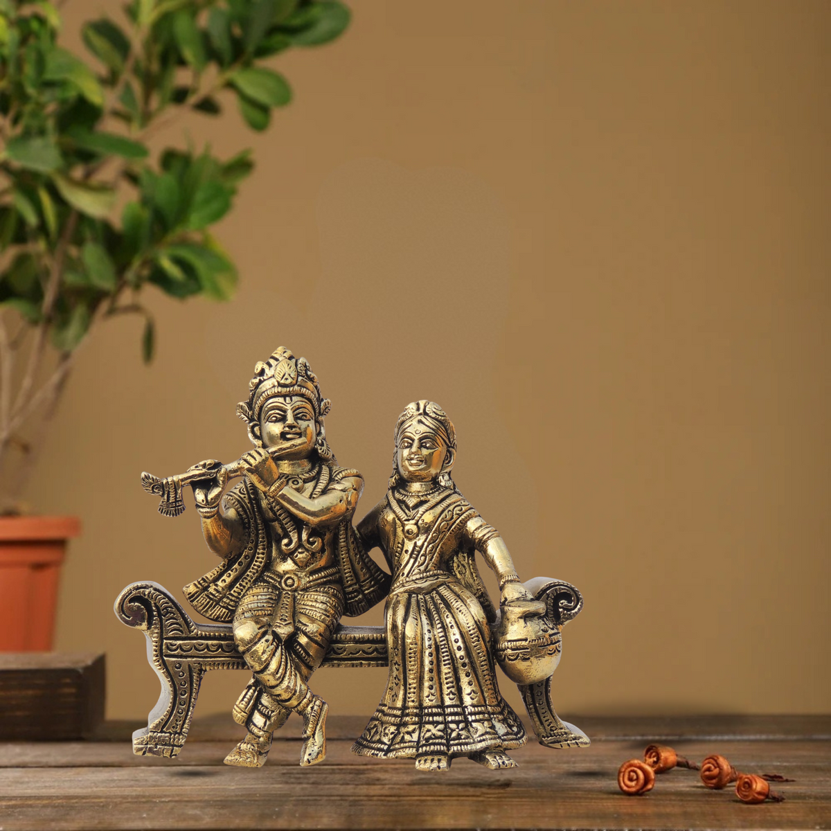 Brass Radha Krishna God Idol Statue 1.4Kg - PUSHMYCART