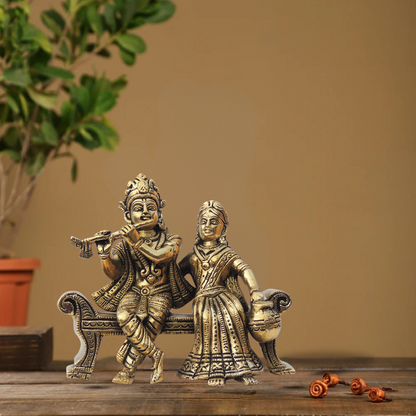 Brass Radha Krishna God Idol Statue 1.4Kg - PUSHMYCART
