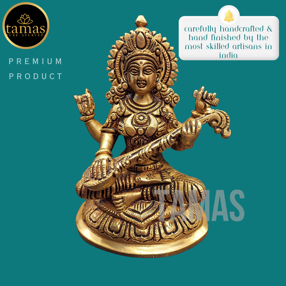 Tamas Brass Saraswati Statue | Free Luxury Gift box - PUSHMYCART