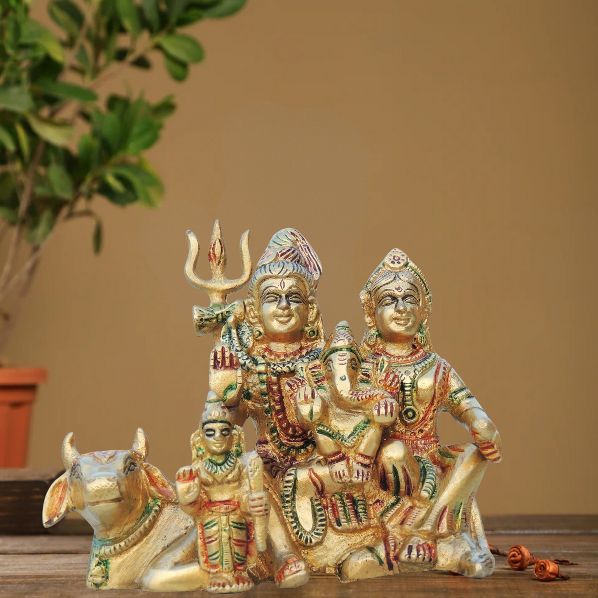 Brass Shiv Parivar Statue 1Kg - PUSHMYCART