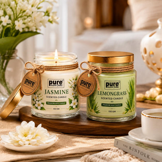 Pure Source India Scented Jar Candle Set of 2 150 g Jasmine and Lemongrass