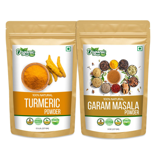 Organic Zing Turmeric Powder 227g and Garam Masala 227g Combo