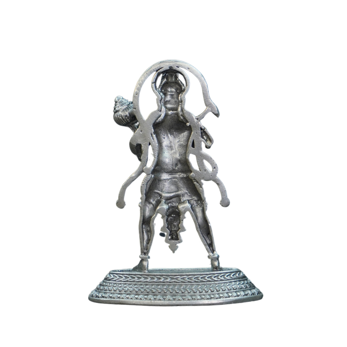 Pure Silver Antique Hanuman Idol Standing With Mala 22.85G By Mahita Collections - PUSHMYCART