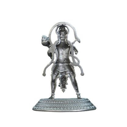 Pure Silver Antique Hanuman Idol Standing With Mala 22.85G By Mahita Collections - PUSHMYCART
