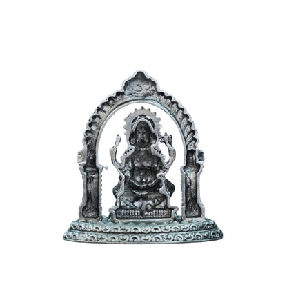 Pure Silver Antique Ganesh Idol With Frame 58.51G By Mahita Collections - PUSHMYCART