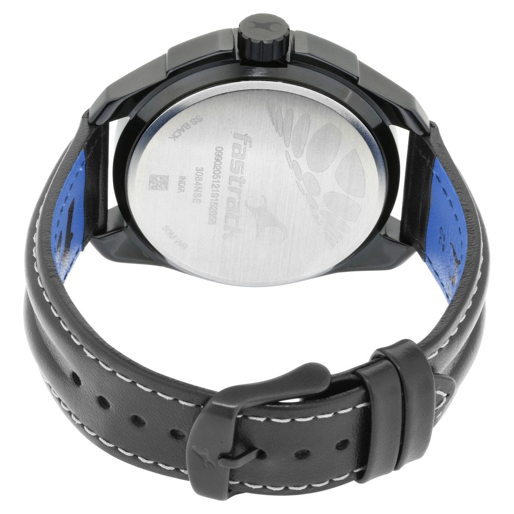 Fastrack Hitlist Quartz Analog Black Dial Leather Strap Watch for Guys