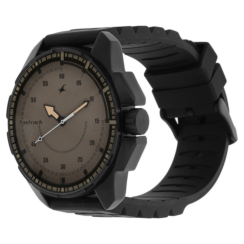 Fastrack Quartz Analog Brown Dial Plastic Strap Watch for Guys