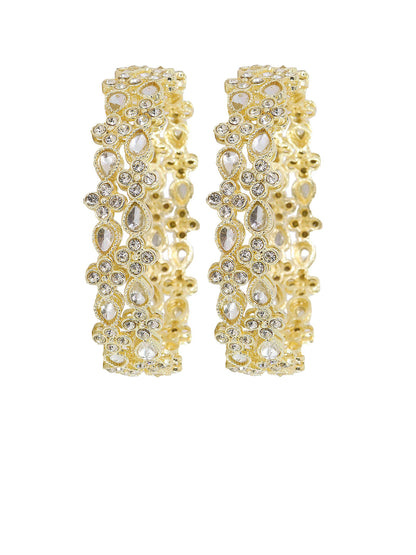 NMII Set of 4 Gold Plated Zircon Kundan Studded Bangles