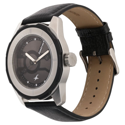 Fastrack Quartz Analog Black Dial Leather Strap Watch for Guys 3099SL02