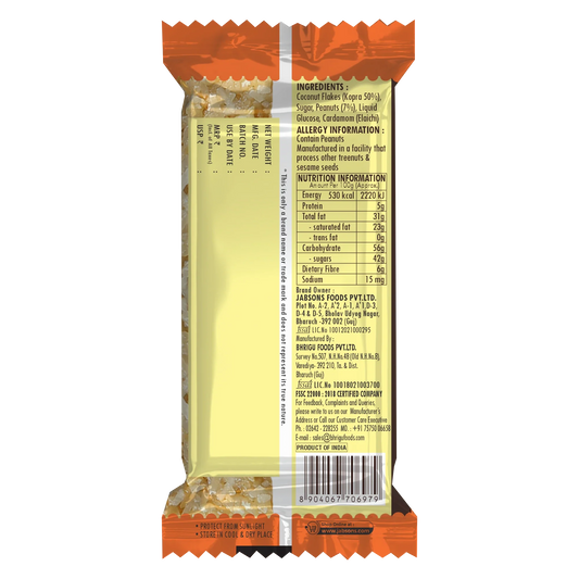 Jabsons Foods Coconut Crunch Chikki -Pack of 20