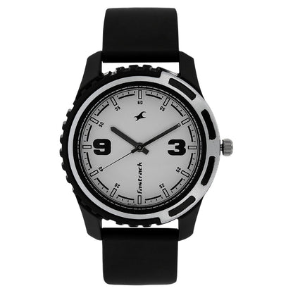 Fastrack Quartz Analog White Dial Plastic Strap Watch for Guys