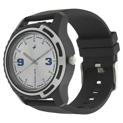 Fastrack Quartz Analog Silver Dial Plastic Strap Watch for Guys