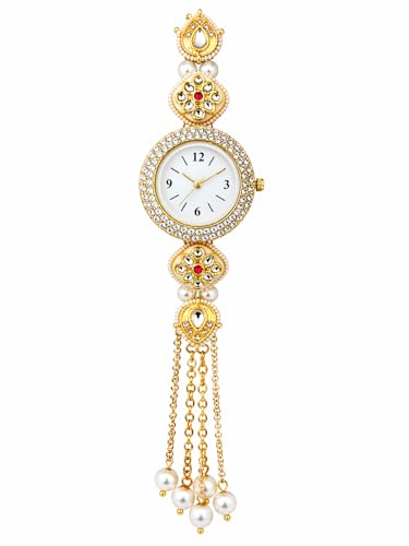 Kashmiri Watch for Women - Kundan Embellished - Ethnic Jewellery Watch 