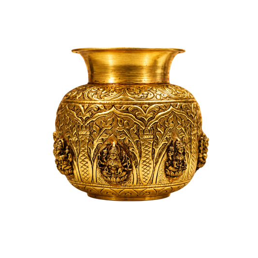Brass Ashtalakshmi Engraved Kalash 5.5 Inch