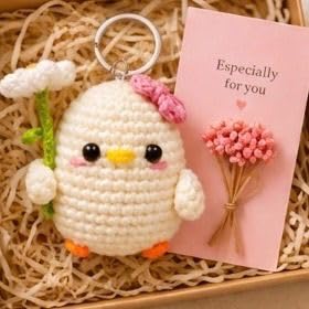 Handmade Crochet Chick Keychain with Flower Amigurumi Cute Bag Charm Soft Knitted - image 2
