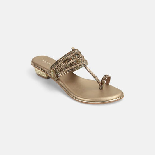 Mochi Ethnic Block Heel Kolhapuris for Women Style 32-1164