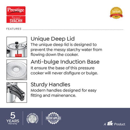 Prestige Nakshatra Plus Svachh Aluminium Inner Lid Pressure Cooker 10 L