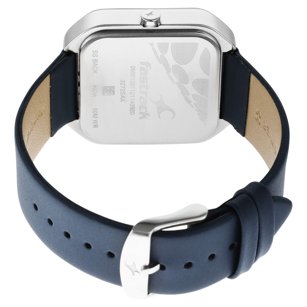 Fastrack After Dark Blue Dial Leather Strap Watch for Guys
