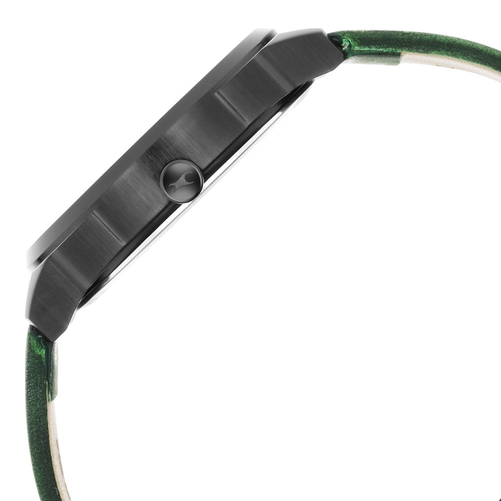 Fastrack After Dark Black Dial Green Leather Strap Watch for Guys