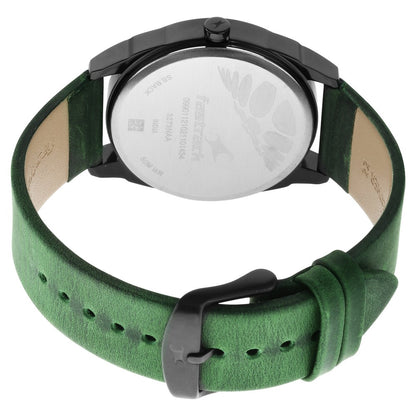 Fastrack After Dark Black Dial Green Leather Strap Watch for Guys