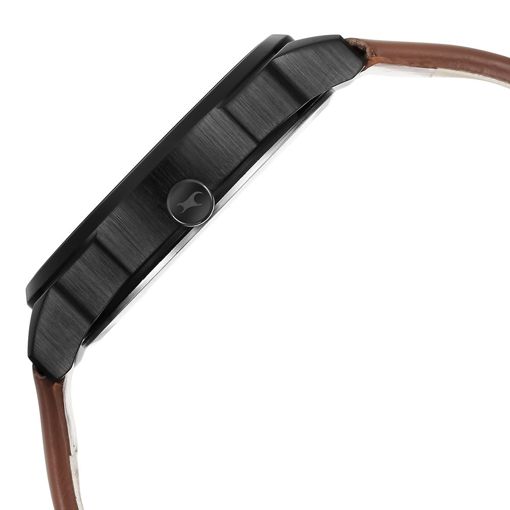 Fastrack After Dark Brown Dial Leather Strap Watch for Guys