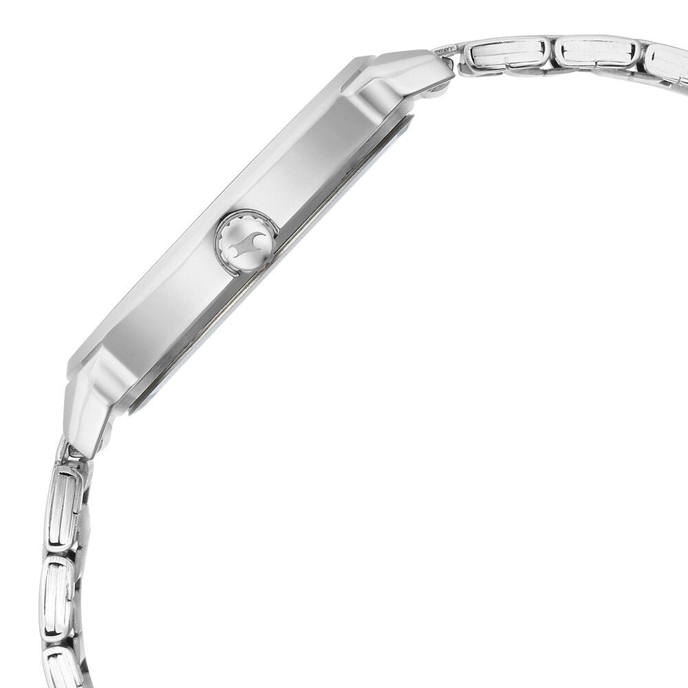 Fastrack Stunners White Dial Metal Strap Watch for Guys