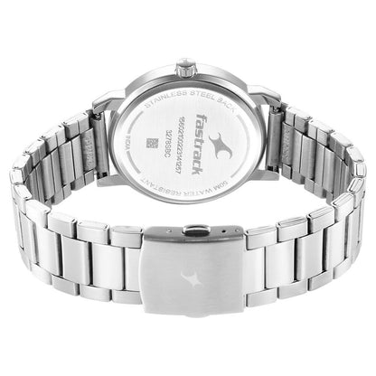 Fastrack Stunners White Dial Metal Strap Watch for Guys