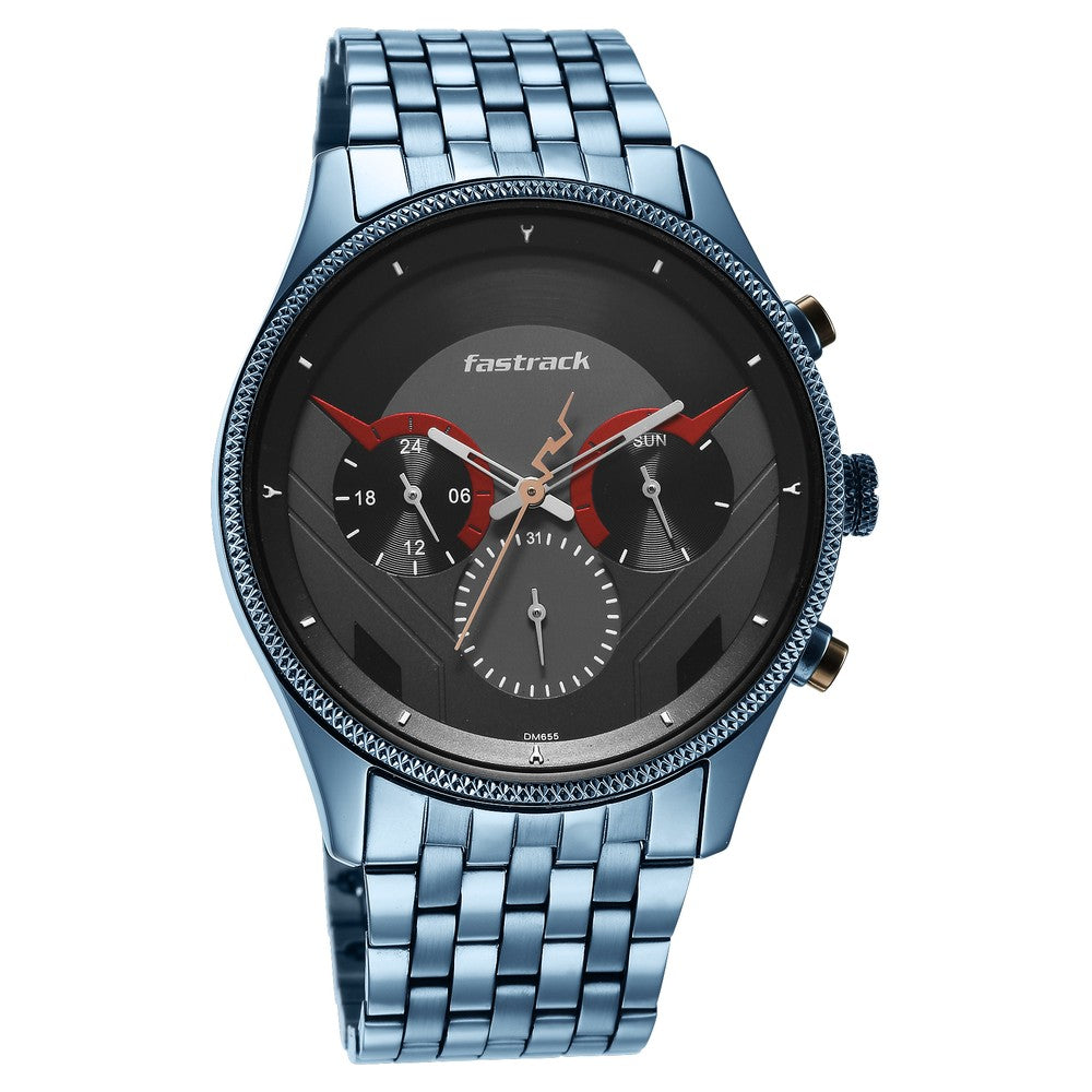 Fastrack Thor Quartz Multifunction Grey Dial Metal Strap Watch for Guys