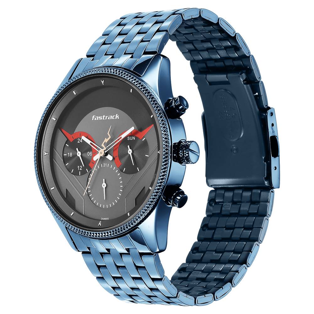Fastrack Thor Quartz Multifunction Grey Dial Metal Strap Watch for Guys