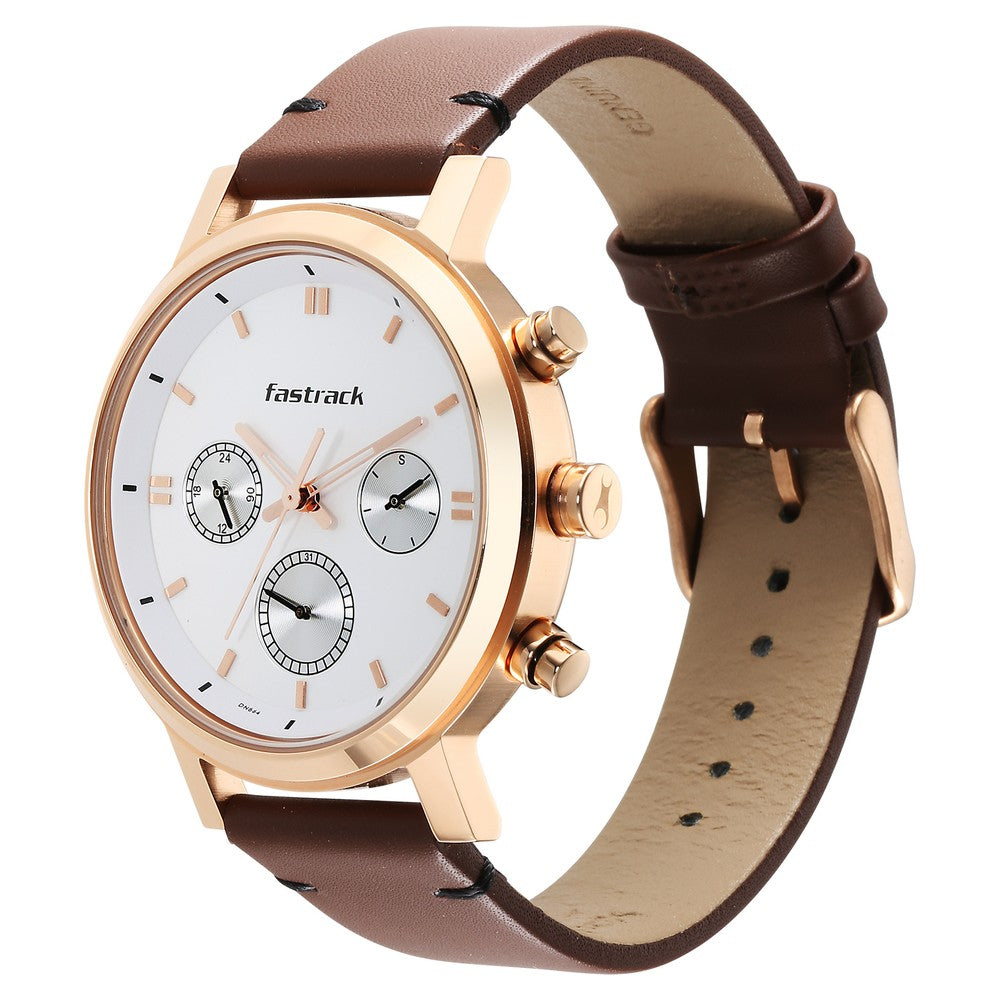 Fastrack Tick Tock White Dial Watch for Guys 3287WL01