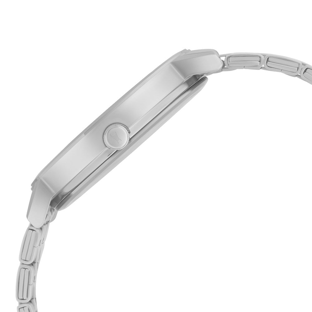 Fastrack Crush Quartz Analog White Dial Stainless Steel Strap Watch for Guys