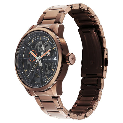 Fastrack Automatics Black Dial Brown Metal Strap Automatic Watch ForGuys