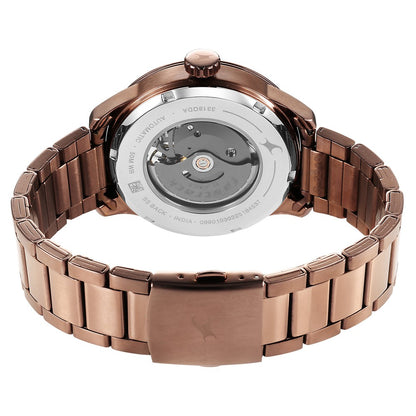 Fastrack Automatics Black Dial Brown Metal Strap Automatic Watch ForGuys