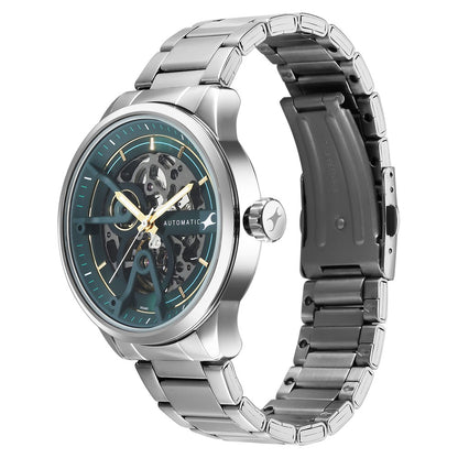 Fastrack Automatics Green Dial Silver Metal Strap Automatic Watch ForGuys