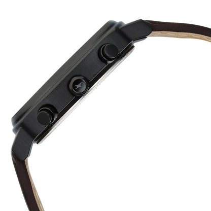 Fastrack Kronos Chronograph Black Dial Brown Leather Strap Watch For Guys
