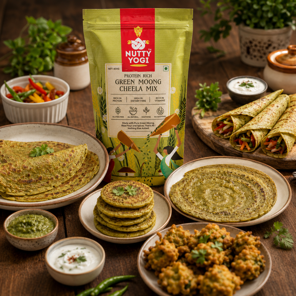 Nutty Yogi Green Moong Cheela Mix 400g